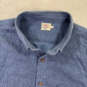 Faherty Mens XL Blue Floral Short Sleeve Button Down Casual Shirt Hemp Blend EUC